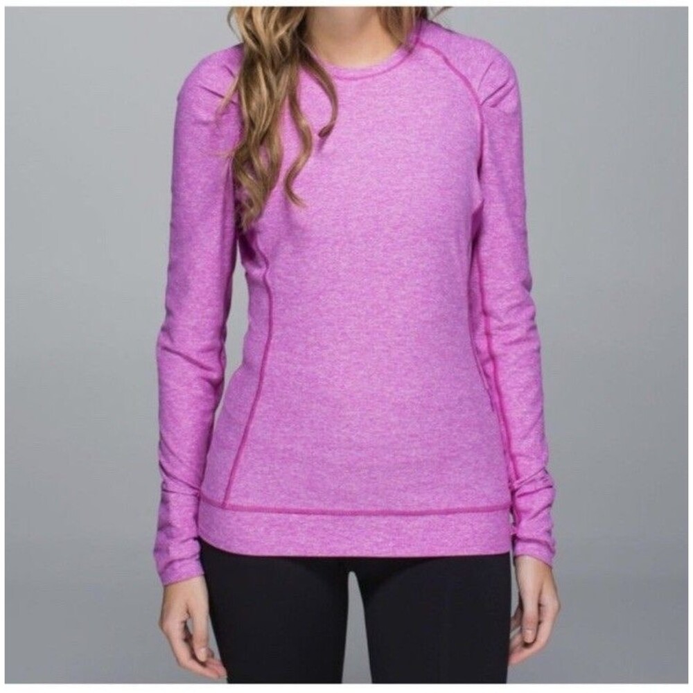 Lululemon Women’s Think Fast Long Sleeve Active Top Heathered Ultra Violent Sz6